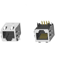 RJ45 5921 ; Single Port ; Without LED ; With metal shield（EMI Fingers） . PCB Retaining Post: hollow(Type B)