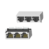 RJ45 5921 ; 1X3 ports ; Without LED ; With metal shield . PCB Retaining Post: hollow(Type B）