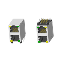 RJ45 5921 ; 2X1 ports ; With LED ; With metal shield . PCB Retaining Post: hollow(Type B）