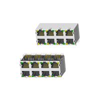 RJ45 5921 ; 2X4 ports ; With LED ; With metal shield（EMI Fingers） ; Meets IEEE 802.3 specification.(Long body)