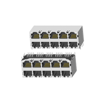 RJ45 5921 ; 2X5 ports ; Without LED ; With metal shield（EMI Fingers） . PCB Retaining Post: hollow(Type B）