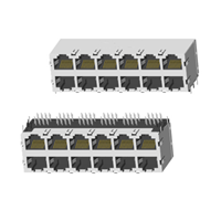 RJ45 5921 ; 2X6 ports ; Without LED ; With metal shield（EMI Fingers） . PCB Retaining Post: hollow(Type B）